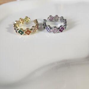 14k Gold Plated Multicolor Clover Ring